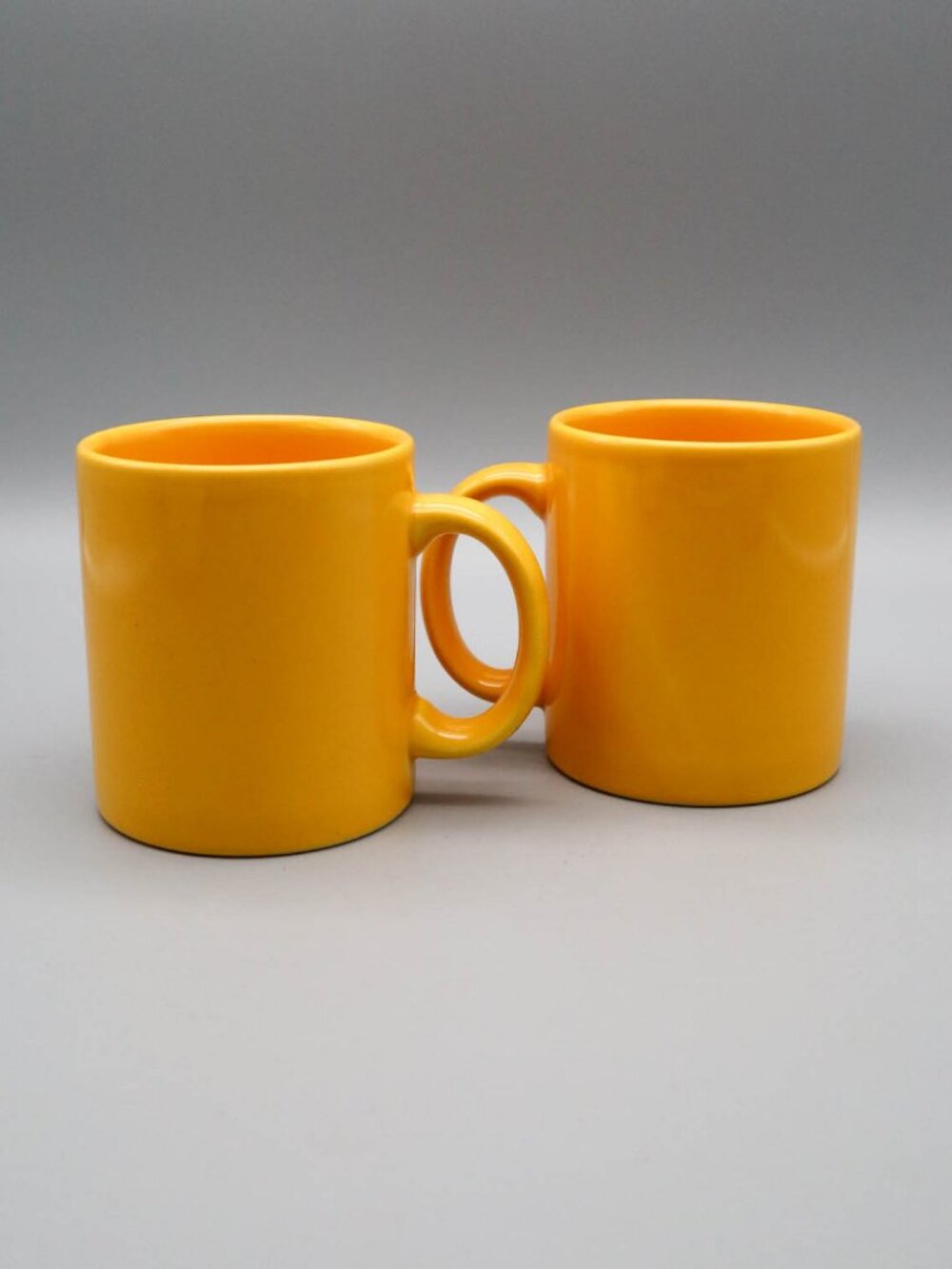 Set of 2 Waechtersbach Fun Factory Yellow Ceramic Coffee Mugs Cups Spain